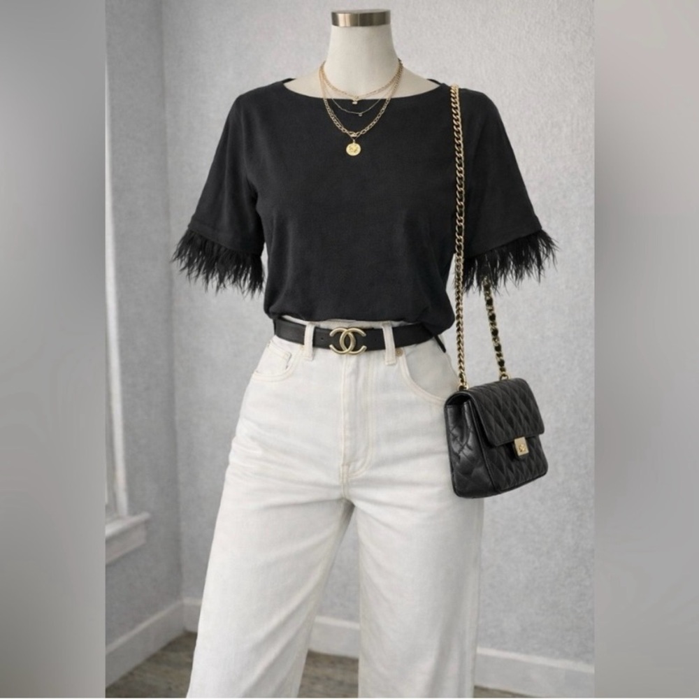 🚨 RARE FIND| REAL Ostrich Feather Top NWT | Vintage Y2K J.Crew - Picture 2 of 7
